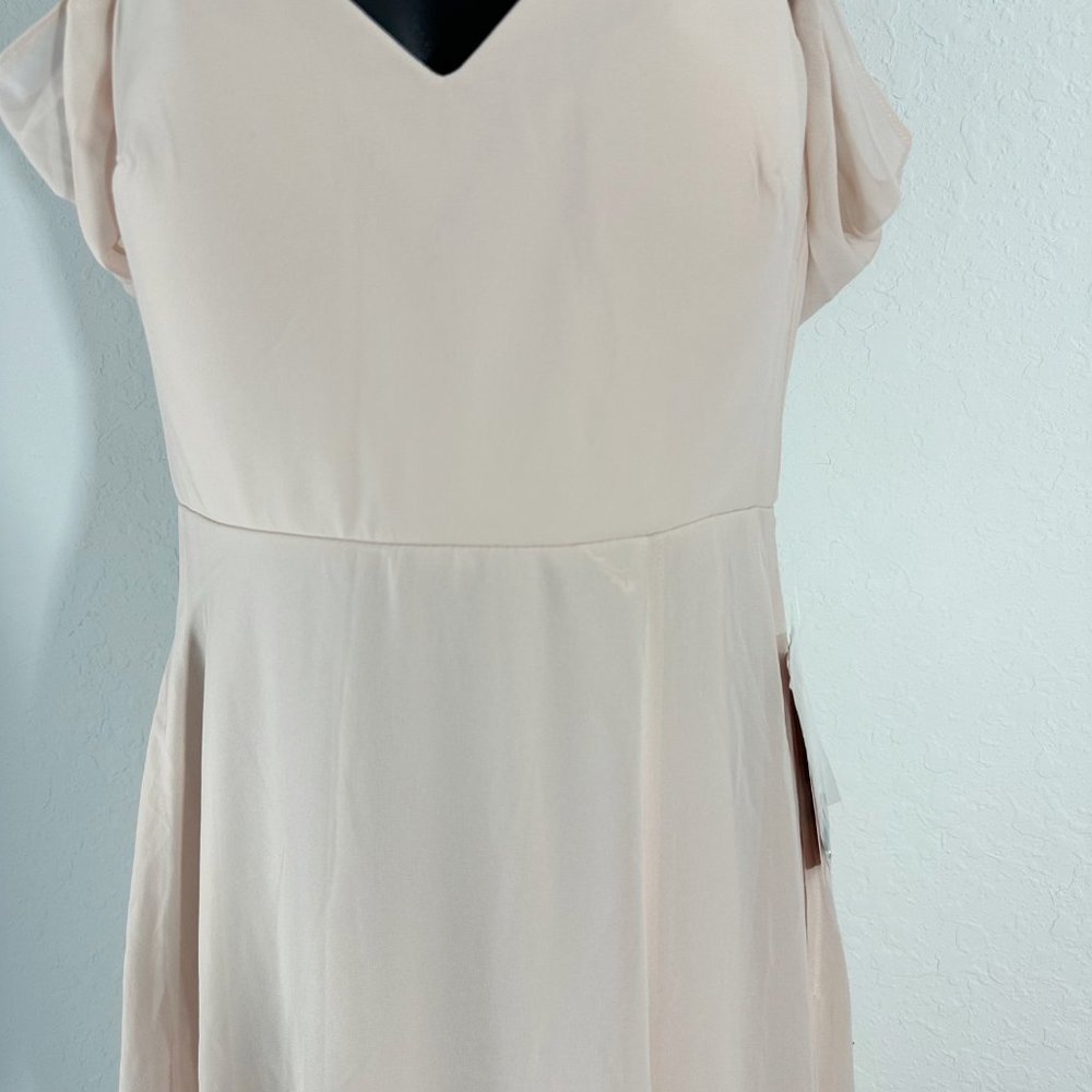 Birdy Grey Devin Convertible Chiffon Long Dress Gown Pale Blush Pink Extra Small - Picture 5 of 16